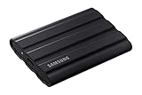 Samsung T7 シールド ポータブル SSD 4TB - USB 3.2 Gen.2 外付けSSD ブラック (MU-PE4T0S/EU)。