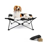 LuckyCode ドッグコット ペットコット 犬用コット ペットベッド 犬用ベッド 折りたたみ 洗える ベッド アウトドア キャンプ コット 犬 猫 ペット (ブラック, 80x80x30cm(テスリンメッシュ素材))