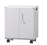 HUW-S5036_アンダーデスクワゴン【インサイドワゴン両開き】鍵付き キャスター付き ワゴン ホワイト【日本製】サイズ：500×D360×H600