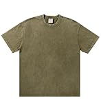 [Azul Mar] ヴィンテージ加工 半袖Tシャツ メンズ 8.1オンス 綿100％ ヘビーウェイト ウォッシュ加工 五分袖 ビッグシルエット Tシャツ 夏服 無地 クルーネック