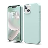【elago】iPhone14 シリコンカバー シンプル スマホケース 耐衝撃 スリム 衝撃吸収 シリコンケース ミント