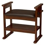 スツール(玄関ベンチ/玄関椅子) 木製 幅57cm 高さ調節可 手すり/フック/ステッキフォルダー付き VH-7944DBR ダークブラウン