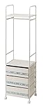 PRX 布製引出し3段 ハンガーラック4503ブルー (幅46×奥行38×高さ173cm)/コンパクトでお部屋に置きやすい幅45cmタイプ