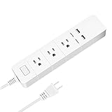 GotechoD 電源タップ 3個口・3P+USB2ポートUSBタップ 2.4A急速充電USBコンセント ほこり防止シャッター付OAタップ 一括スイッチ付省エネテーブルタップ 15A 1875W 延長