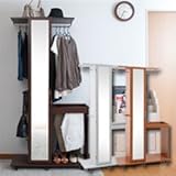 ミラー付きハンガーラック＆スラックスハンガーワゴン　ホワイト色　JO-0025