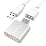 SABRENT アルミニウム製 USB 外付けステレオサウンドアダプター（Windows/Mac用） プラグ＆プレイ ドライバ不要 [シルバー] (AU-EMAC)