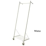 ミッドセンチュリー調 壁面 アイアン ハンガーラック キャスター付 (ホワイト)