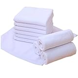 【IPPON】ハンドタオル おしぼり 業務用 20枚 セット コットン 無地 厚手 ふきん 吸水 速乾 耐久性 お手拭き 約30g ホワイト 28㎝×28㎝ No.42(20枚)
