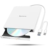 【2026革新型・高速USB3.0対応】 CD DVDドライブ 外付け 静音 DVDプレーヤー 外付けDVDドライブ USB3.0＆Type-C両接続 読取/書込可 CDプレーヤー バスパワー駆動 外付けCDドライブ 軽量 薄型 光学ドライブ 外付け CDドライブ Mac PC パソコン Windows11対応 Windows10/8/7XP 外付け CD DVD ドライブ (ホワイト)