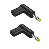 type-c to dc変換 DCアダプター DC l字変換アダプター DC充電コードL字型 パワー出力：12V 最大充電速度65W ノートパソコン 充電器 PD Type‑C-DCアダプター 端子の仕様：4.0*1.7(4.0*1.7, ブラック, 2)