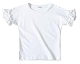 Plus Nao(プラスナオ) Ｔシャツ トップス 子供服 キッズ服 ベビー服 女の子 半袖 無地 袖フリル フリル袖 フリル ラウンドネック 子供 こど ホワイト 80