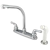 Kingston Brass KB751 8-Inch High Arch Kitchen Faucet with White Sprayer, Polished Chrome [並行輸入品]