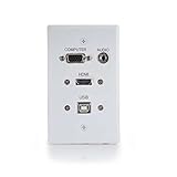 c2g RapidRun HDMIシングルギャングウォールプレートVGA、ステレオオーディオ、USB付き – ホワイト