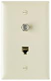 Pass and Seymour TPTELTVICC10 One Telephone One F Type Coax in One Gang Wall Plate, Ivory [並行輸入品]