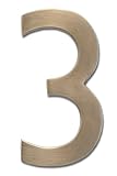Architectural Mailboxes 3582AB Number 3 Solid Cast Brass 4 inch Floating House Number Antique Brass 