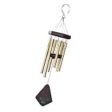 Baoblaze 全4色　風鈴　アルミチューブ　納涼　癒し音　吊り装飾　窓　玄関　屋外　ソリッドウッド - 金