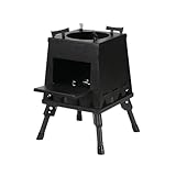 Sariny薪ストーブ 二次燃焼 焚き火台 ウッドストーブ 、キャンプストーブ焚き火台 コンパクト 持ち運びが簡単 小型 ポータブルキャンプ用品 調理 暖炉 、アウトドア用軽量化組み立て簡単 折りたたみ コンパクト ソロキャンプ バーベキューコンロ (小さい,ブラック)