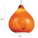 WAC Lighting MP-933-AM/BN Truffle Collection 1-Light Monopoint Pendant, Brushed Nickel with Amber Gl