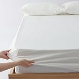 クモリ(Kumori) ボックスシーツ ダブル 140X200cm 洗いざらし 柔らかい 肌触り 無地 耐久シワ加工 洗える 吸湿速乾 着脱簡単 オールシーズン ベッド/マットレス/敷き布団対応 ベッドシーツ シーツ マットレスカバー ベッドカバー (140X200cm, ホワイト)