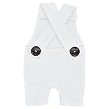Refaxi 新生児の写真の小道具の女の子の写真の衣装の幼児のボタンの服のロンパース（ホワイト）