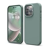 【elago】iPhone14 Pro ケース シリコン カバー シンプル スマホケース 耐衝撃 薄型 スリム 衝撃吸収 iPhoneケース SILICONE CASE ミッドナイトグリーン