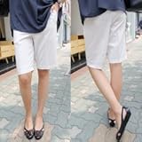 【bttm102843】シック デイリー 調節アジャスター付 3色展開 マタニティ ハーフパンツ パンツ (L, ネイビー)