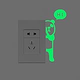 Amaonm 5pcs Removable Vinyl Cute Cartoon Panda Glow in the Dark Light Switch Outlet Wall Stickers Mu