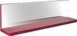 壁掛け棚 ミラー付き エルシェルフ2 抽象柄・マッド系シリーズ 石膏ボード専用取り付け金具付き 幅45cmX奥行13cm(アーバンレッド)