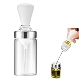 GIZMAC 2in1オイルボトル ガラス 醤油ボトル 酢ボトル 油さし シリコンブラシヘッド、目盛り付き オイルポット 135ml/150ml 透明 防塵 高温耐性 漏れ防止 液体調味料入れ シーズニングボトル キャンプ、キッチン用品 (150ml)