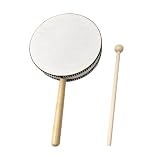 COZENTA ハンドドラム 打楽器 両面 バチ 取っ手付き 木製 (15cm)