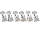Musiclily Basic 6連ギター ペグStratストラト/Teleテレキャスターエレキギター用、クローム/Kidneyボタン