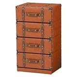 チェスト 4段 合成皮革 トランク型 チェスターシリーズ ライトブラウン 【完成品】