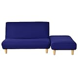 (DORIS)ソファー 2.5人掛け カウチソファ【パセロ ネイビー】コンパクト 42段階リクライニング オットマン付 北欧