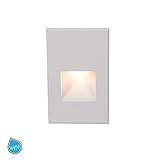 WAC Lighting WL-LED200-AM-WT Rectangular Scoop 4W 120V LED Step/Wall Light with Amber Lens, White Fi