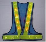 赤色LEDベスト　V60型（テープ幅60㎜）　５着セット　ブルーメッシュ/ライムイエローテープ LED-LBL