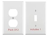 壁プレートカバー標準サイズ、デバイスマウント 2 X Outlet Wall Plate - 1 X Light Switch  Wall Plate