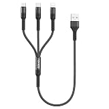 RAVIAD 3in1 充電ケーブル 短い 0.5M USB ケーブル 3A 急速充電 3イン1 充電コード USB Type C ケーブル Micro USB ケーブル iPhone 充電ケーブル 3台同時給電可能 iPhone Android タイプC iPhone 14 13 12 Galaxy S23 S22 21 S20 Kindle 等多機種対応 - ブラック