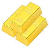 [Queen-b] 金塊 レプリカ 3個セット ゴールド 金の延べ棒 インゴッド 金 おもちゃ 置物 オブジェ 飾り 装飾 ディスプレイ 雑貨 パーティー イベント 小道具 (中)
