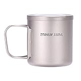 Explopur 220ml / 330ml / 450ml / 550mlホームオフィス用ダブルウォールチタンウォーターカップコーヒーティーマグ屋外キャンプハイキングバックパッキングピクニック