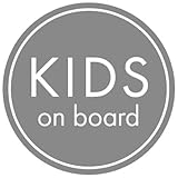 SignStore 円形Kids on Boardステッカー 直径12.5cm おしゃれ オリジナル シール かわいい ステッカー 車 日本製 防水仕様 car_natural_03_Kids (グレー)