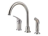 Pfister LF-WK1-680S Cagney 1-Handle Kitchen Faucet with Side Spray in Stainless Steel, 1.8gpm ステンレス鋼