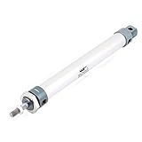 uxcell 空気圧シリンダー シルバートーン ブルー 一個入り シングルロッドダブルアクション