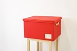 【大容量】衣類収納ボックス　ふた付き　　幅50センチの超ワイドサイズ　布製ボックス　おもちゃ箱にも (レッド（赤）)