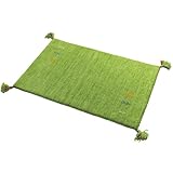 グラムスタイル ギャッベ 玄関マット 室内 40x60cm 天然 ウール 100% 手織り グリーン