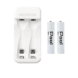 充電池 充電器セット 単4電池 ×2本 と USB充電器 の スターターセット (単4×ターコイズ)