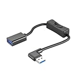 YSJJZRL 90 度 USB 3.0 延長ケーブル スイッチ付き ストレート/上/下/左/直角 USB オス - メス延長コード (0.3M,左)