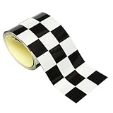 AIBOAT幅3インチ 長さ9フィート 白黒 格子 車のステッカー ブラックホワイトチェッカーフラッグビニールデカールテープ車のオートバイバイクタンクステッカー - エクステリアアクセサリー車のステッカー＆デカール