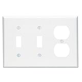 Leviton 80521-W 3-Gang 2-Toggle 1-Duplex Device Combination Wallplate, Midway Size, White by Leviton