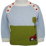 Powell Craft Hand Knitted Red Tractor and Countryside design Farm yard Jumper - A great baby or todd