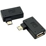 Cablecc 2個90度左&右角度付きMicro USB 2.0 OTGホストアダプタwith USB電源の携帯電話&タブレットCablecc